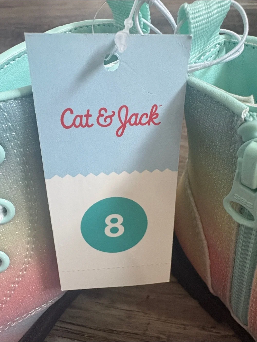 Cat & Jack Kids Gradient Lace-Up Boots - Mint, Pink & Cream